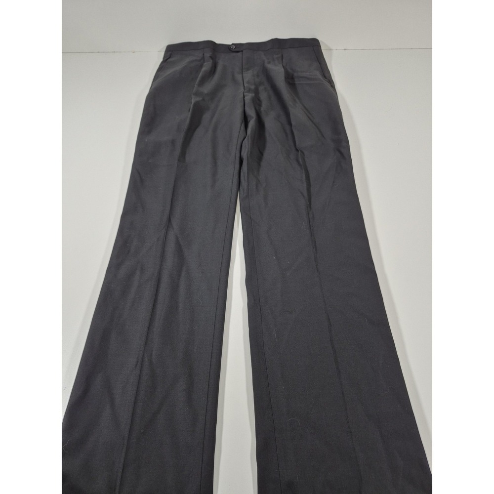 Zanieri Dress Pants Mens 40x37 Black Wool Pleated Tuxedo Stripe Unhemmed Italy